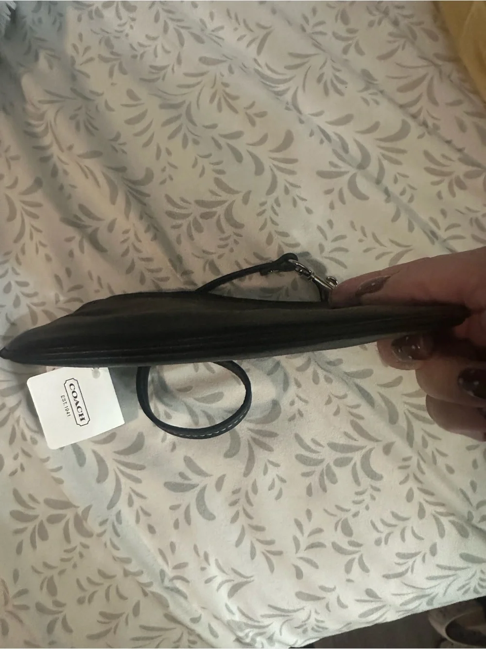 Coach Black Leather Wristlet Clutch with Front Slip Pocket